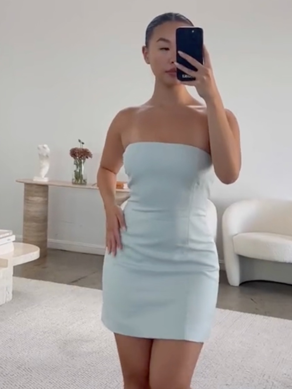 Meshki Maci Linen Mini Dress - Powder Blue